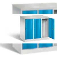 C+P Garderobekast Resisto, 3 vakken, 3 legplanken, B 1148 x D 640 x H 1077 mm, lichtgrijs/lichtblauw