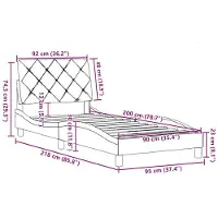 vidaXL Bedframe zonder matras 90x200 cm stof donkerbruin