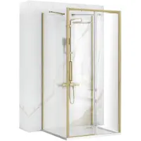 REA Rapid Slide - Wandgemonteerde Douchecabine - Geborsteld Goud - 120X100 Rechthoek - 120X100X195Cm