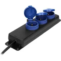 ORNO Vrijstaande Stekkerdoos voor buiten - 3 stopcontacten - kabellengte 3 meter - IP44 - Zwart/blauw