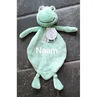 Happy horse kikker/frog knuffeldoekje met geborduurde naam/gepersonaliseerd