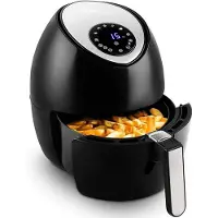 Aura Airfryer xl - Airfryer xxl - Heteluchtfriteuse - 4,5 Liter - anti-aanbakmand - Zwart -33cm x 33cm x 37cm