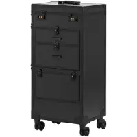 Activeshop Mobiele Kappersassistent / Barbier & Make-up Artist Trolley V21 Zwart – Professionele Multifunctionele Werkunit op Wielen