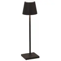 Zafferano Poldina micro acculamp, IP65 zwart micro, dimbaar, zwart, Aluminium, Modern