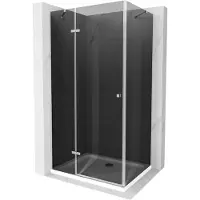 Mexen Roma scharnierende douchecabine 70 x 80 , grafiet, chroom + Flat douchebak, wit - 854-070-080-01-40-4010