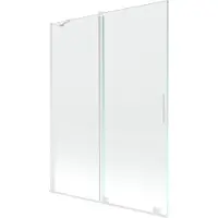Mexen Velar badwand tweedelige schuif 130 x 150 , transparant, wit - 896-130-000-01-20