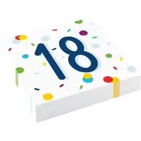 Image - Servetten Confetti Verjaardag 18 jaar (20 stuks)