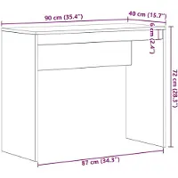 vidaXL Bureau Zwart Eiken 90x40x72 cm Bewerkt Hout