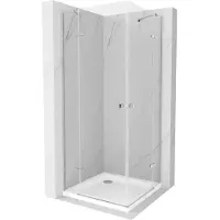Mexen Roma Duo douchecabine met openslaande deuren 70 x 70 , transparant, chroom + Flat douchebak - 854-070-070-01-02-4010