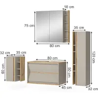 Vicco Edelin Badkamermeubelset – 4 delen Kasjmier