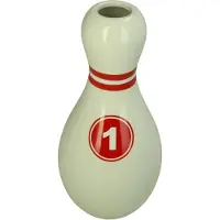 HD Collection Vaas Bowling Pin Wit Rood Dolomiet 13x13,2x27,8cm