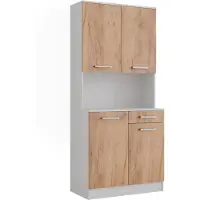 Vicco Keukenbuffet Raul Eik wit/goud 83.6 x 188.5 cm met 4 deuren & 1 lade, Model 58434