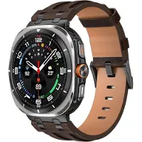 Strap-it Solide leren bandje geschikt voor Samsung Galaxy Watch Ultra 2 (2026) / Ultra (2024/2025) - Koffiebruin