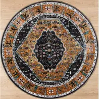 Muratap Picasso paloma rond vintage vloerkleed multi / geel laagpolig- 200 cm rond