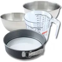 Zenker Bakkersset met 26 cm springvorm van staal, 2 mengkommen, maatbeker en spatel