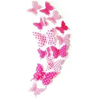 AA Commerce 3D Decoratie Vlinder Muur Stickers - Roze & Wit Met Stippen