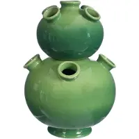 Daan Kromhout Design - vaas - tulpenvaas - 2 delig - groen - hoogte 26 cm - Ø 18 cm - aardewerk