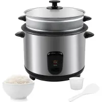 Aura Rijstkoker Klein - Rijstkoker - Elektrische Rijstkoker - 2.2L - Warmhoudfunctie - Zilver - 33cm x 31cm x 31cm