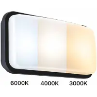 Strühm ALBIN LED Plafond / Wandlamp - Badkamerlamp - Buitenlamp - Opbouw Rechthoek - 14w - Waterdicht IP54 - CCT - Aanpasbare lichtkleuren 3000K/4200K/6500K - Mat Wit Kunststof