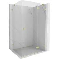 Mexen Lunar rechthoekige douchecabine met zwenkdeur rechts 80 x 90 , transparant, geborsteld goud - 834-080-090-55-00-P