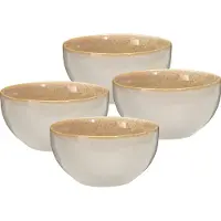 Excellent houseware Soepkom Kenji - set van 4x - beige - 14 x 7 cm - keramiek - schaaltjes - 580 ml