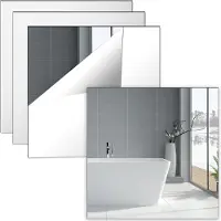 Aura Plakspiegel Rechthoek - Passpiegel Deur - Zelfklevende Spiegel 4 Stuks- plakspiegel Vierkant – Spiegelfolie – Transparant - 3cm x 30cm x 1xm