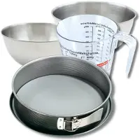 Zenker Bakkersset met 28 cm springvorm van staal, 2 mengkommen, maatbeker en spatel