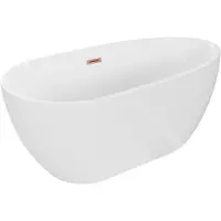 Mexen Eos vrijstaand bad 150 x 75 , wit, geborsteld koper overloop - 52471507500-65