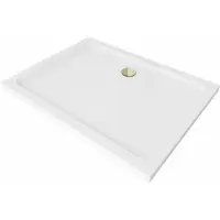 Mexen Flat rechthoekige douchebak slim 140 x 100 , wit, sifon goud - 40101014G