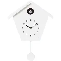 Aura Koekoeksklok Modern - Wandklok - Uurwerk - Wit - 25cm x 23cm x 2cm