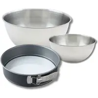 Zenker Baksset met 1 springvorm van 26 cm met glazen bodem, 1 spatel en 2 roestvrijstalen mengkommen Fackelmann
