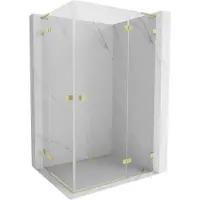 Mexen Lunar L Duo douchecabine scharnierend rechts 115 x 80 , transparant, geborsteld goud - 834L-115P-080L-55-00