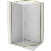 Mexen Exo vijfhoekige draaibare douchecabine 90 x 80 , transparant, goud - 812-090-080-50-00