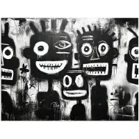 PosterMonkey Poster 80x60 cm - Schilderij - Figuren - Zwart - Abstract - Posters - Kamer decoratie - Wanddecoratie woonkamer - Muurdecoratie slaapkamer