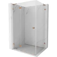Mexen Lunar L omklapbare douchecabine links 70 x 90 , transparant, geborsteld koper - 834L-070-090-65-00-L