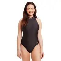 Zoggs Cable Zipped Hi Neck Swimsuit Zwart 32 Vrouw