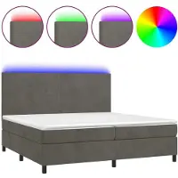 vidaXL Boxspring met matras en LED fluweel donkergrijs 200x200 cm