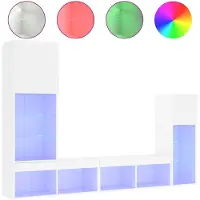 vidaXL 4-delige Tv-wandmeubelset met LED-verlichting bewerkt hout wit