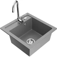 Mexen Vito granieten spoelbak 1-komoers met keukenkraan Telma, grijs - 6503-71-670200-00