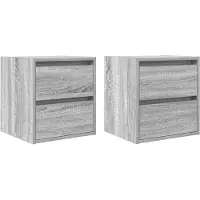 vidaXL Nachtkastjes 2 st wandgemonteerd 38x34x40 cm grijs sonoma eiken