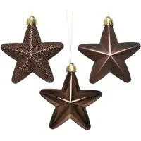 Décoris Ster kerst ornament | | 6 stuks (Bruin)
