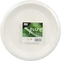 Papstar 12 Borden suikerriet "pure" dia 23cm wit