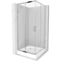 Mexen Rio vierkante douchecabine 90 x 90 , transparant, chroom + Rio douchebak, wit - 860-090-090-01-00-4510