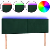 vidaXL Hoofdbord LED 144x5x78/88 cm fluweel donkergroen