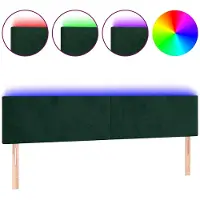 vidaXL Hoofdbord LED 160x5x78/88 cm fluweel donkergroen
