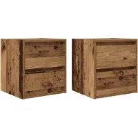 vidaXL Nachtkastjes wandgemonteerd 2 st 38x34x40 cm oud houtkleurig