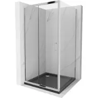 Mexen Apia douchecabine schuifdeur 90 x 90 , transparant, chroom + Flat douchebak, zwart - 840-090-090-01-00-4070