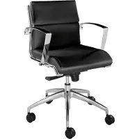 Leyform Bureaustoel ORIGAMI, leren bekleding, wipmechanisme, met armleuningen, halfhoge rugleuning, zwart