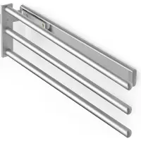 Emuca Handdoekenrek verlengbaar, 3 armen, 440 mm, Aluminium, Mat geanodiseerd