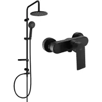 Mexen Carl opbouw douche set met regendouche en Royo douchekraan, zwart - 72240240-70
